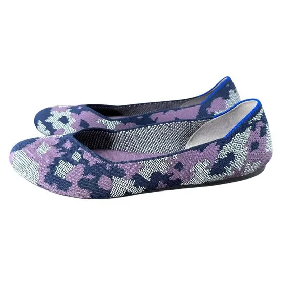 Rothy’s The Flat 11.5 Violet Botanicamo Camo Knit Ballet Shoe Gray Purple Retire - Picture 2 of 9
